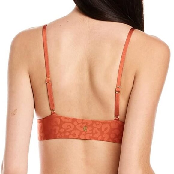 Citrus Reversible Leopard Print Deep V-Neck Bikini Swimsuit Top Size L NWT - Picture 2 of 7